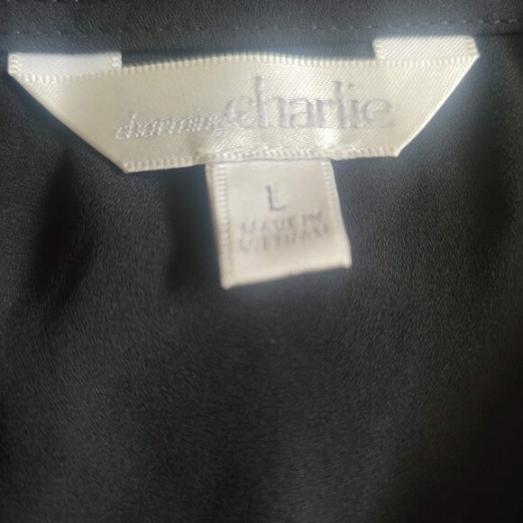 NWOT-Charming Charlie Womens Sleeveless Chiffon Blouse, Black, Size L - Picture 2 of 3